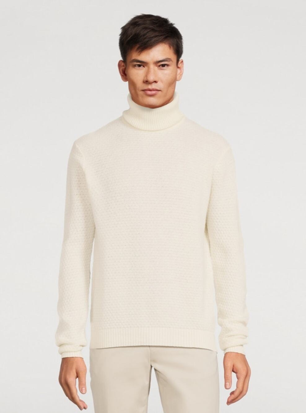 JACK VICTOR Mens Renfrew Cashmere Turtleneck Sweater XL White Ecru Cashmere NWT